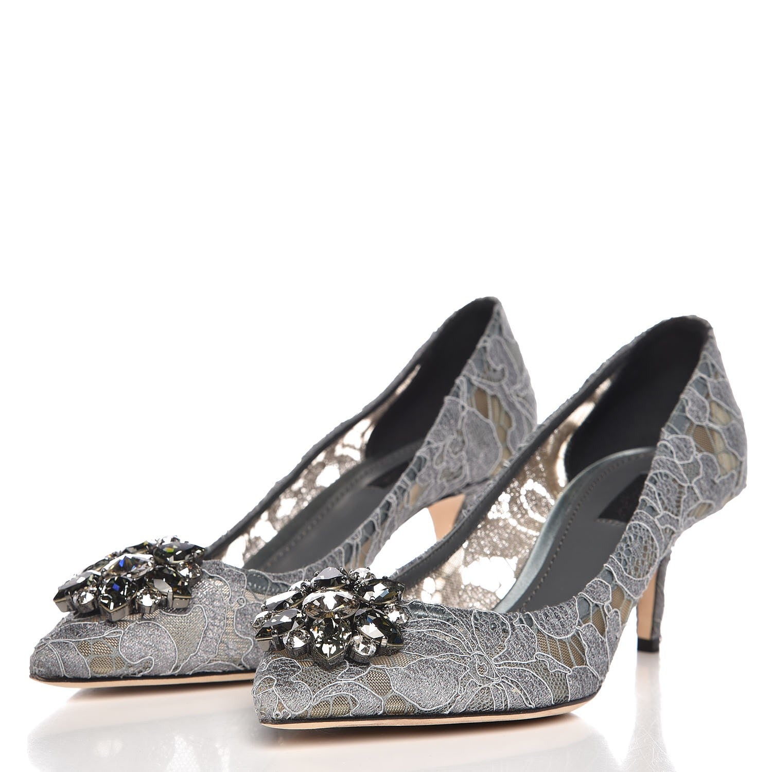 Dolce & Gabbana Lace Embellished Rosa Pumps 40 Grey 3 of 9