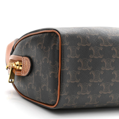 Celine Triomphe Canvas Calfskin Small Boston Bag Tan 9 of 10
