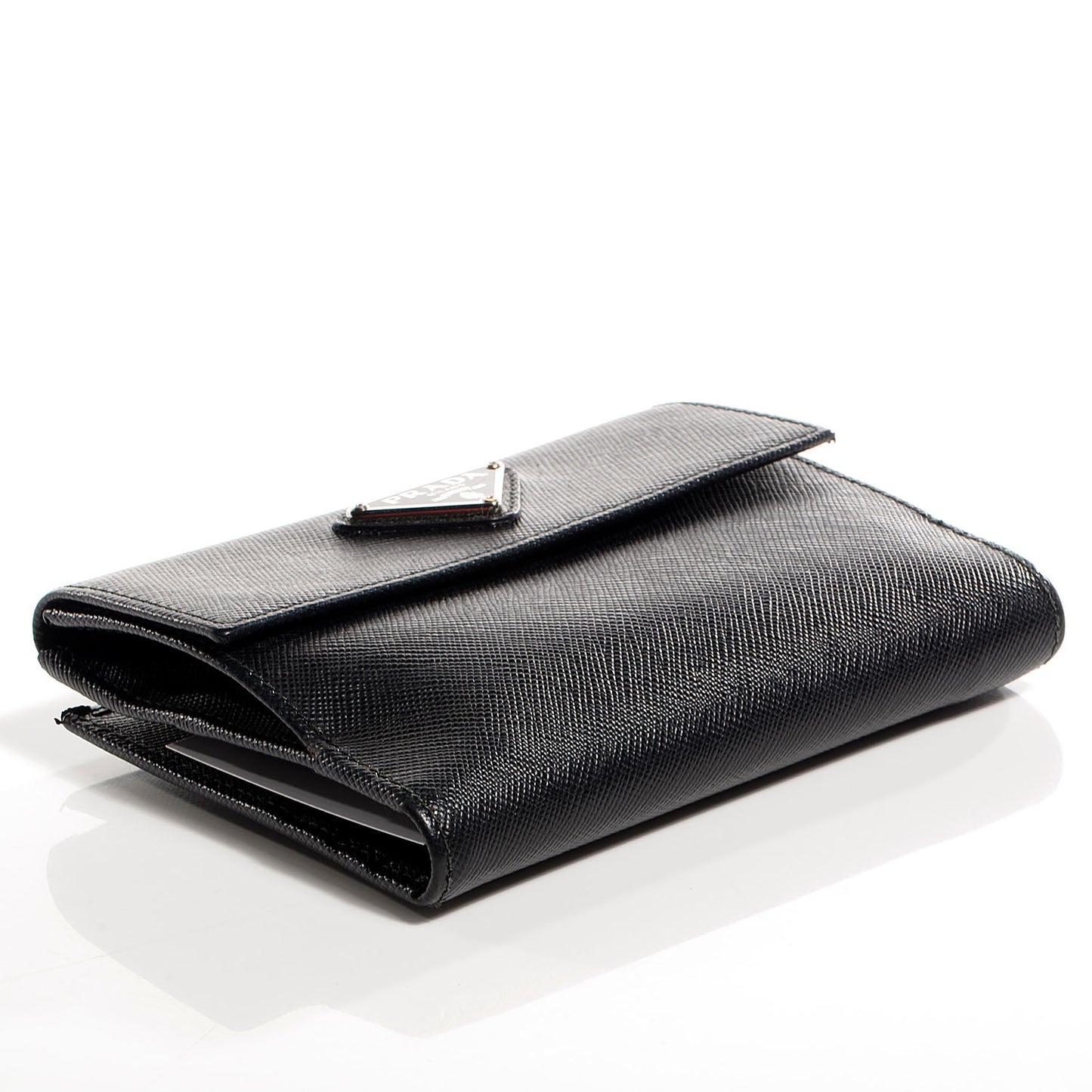 Saffiano Medium Flap Bi-Fold Wallet Black