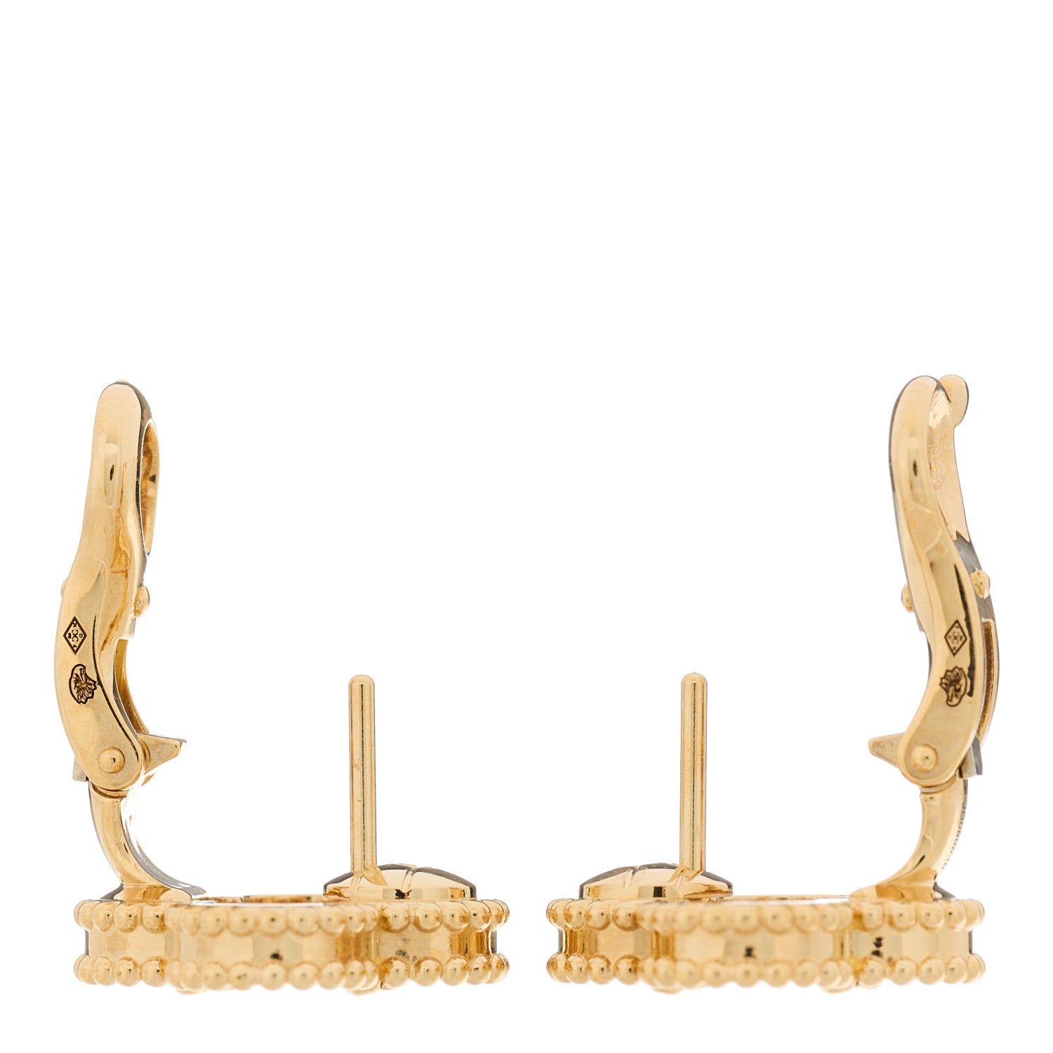 Van Cleef & Arpels 18K Yellow Gold Mother of Pearl Vintage Alhambra Earrings 3 of 5