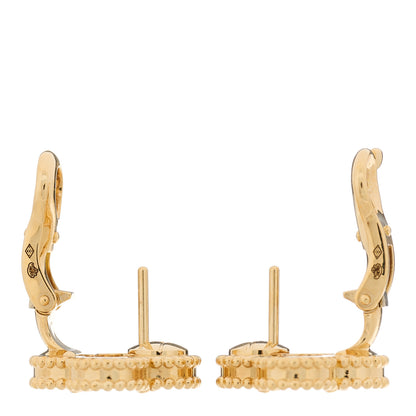 Van Cleef & Arpels 18K Yellow Gold Mother of Pearl Vintage Alhambra Earrings 3 of 5
