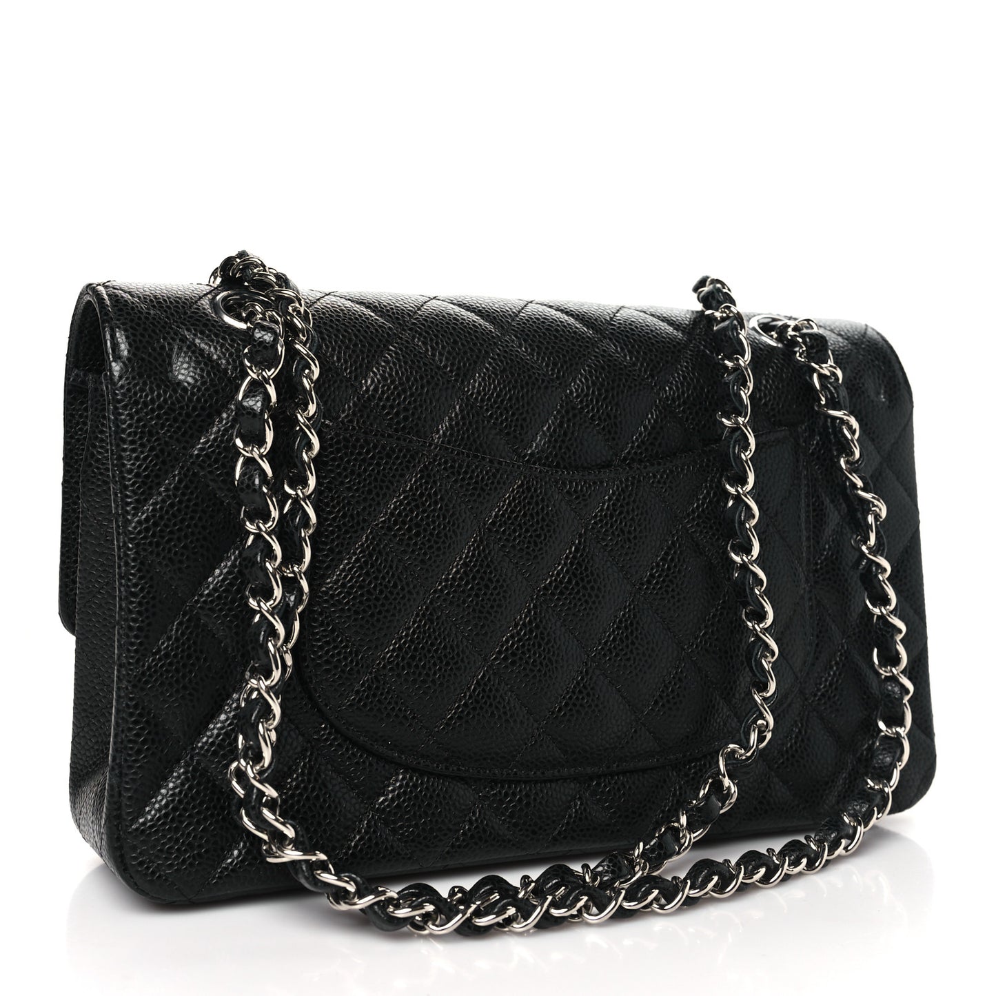 Caviar Quilted Medium Double Flap Black