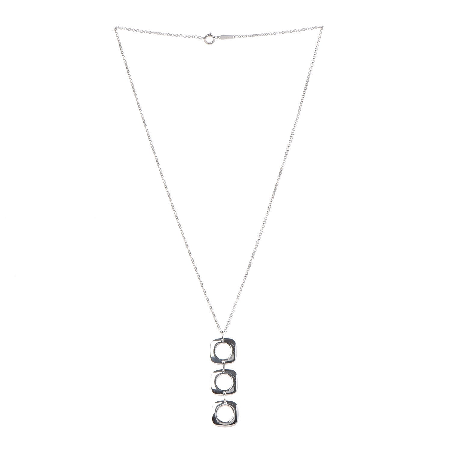 Tiffany Sterling Silver Cushion Square Link Pendant Necklace 3 of 5