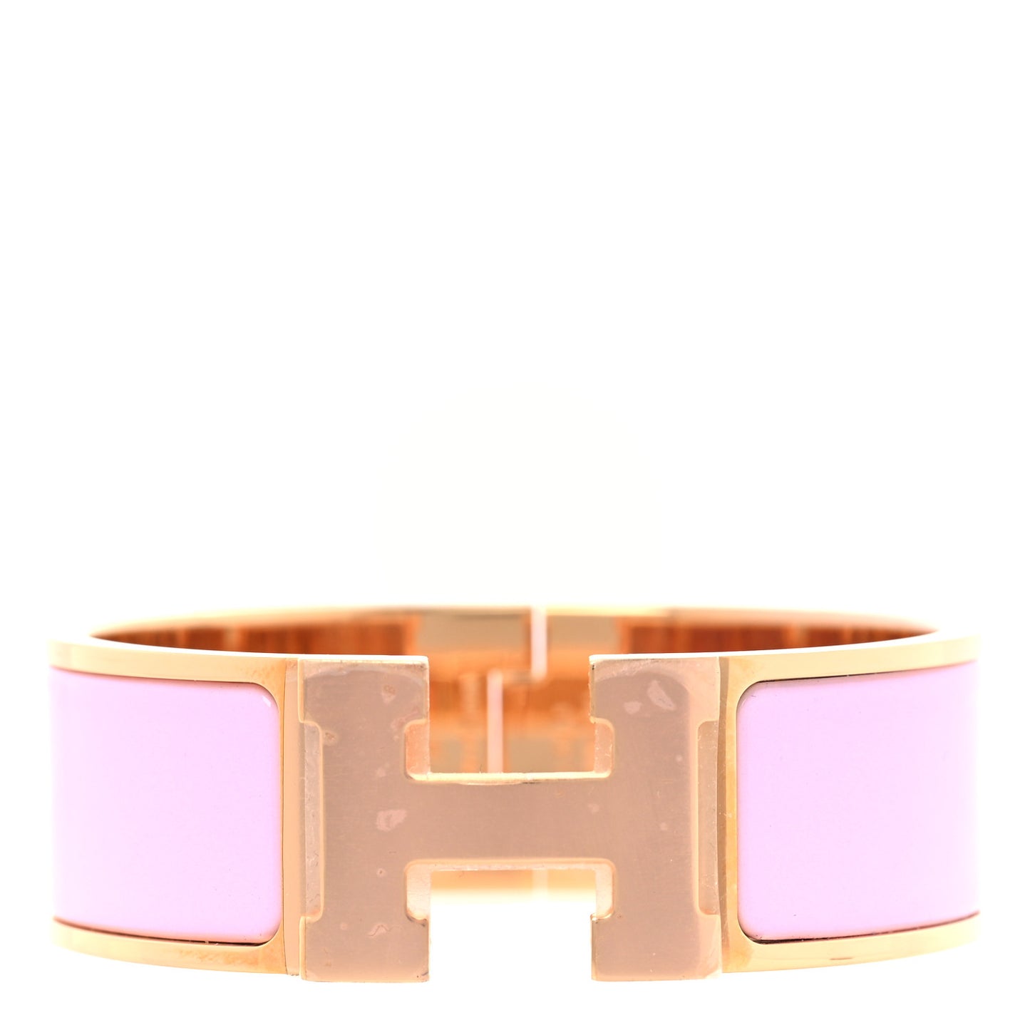 Enamel Wide Clic Clac H Bracelet PM Rose Dragee