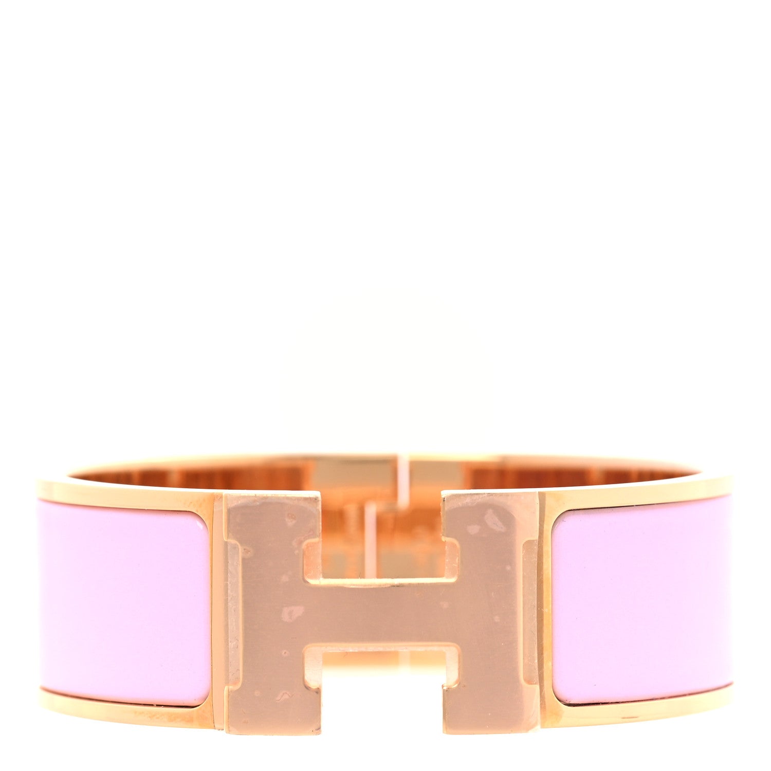 Hermes Enamel Wide Clic Clac H Bracelet PM Rose Dragee 1 of 6