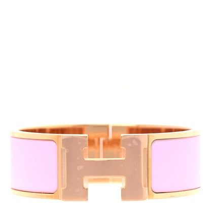 Hermes Enamel Wide Clic Clac H Bracelet PM Rose Dragee 1 of 6