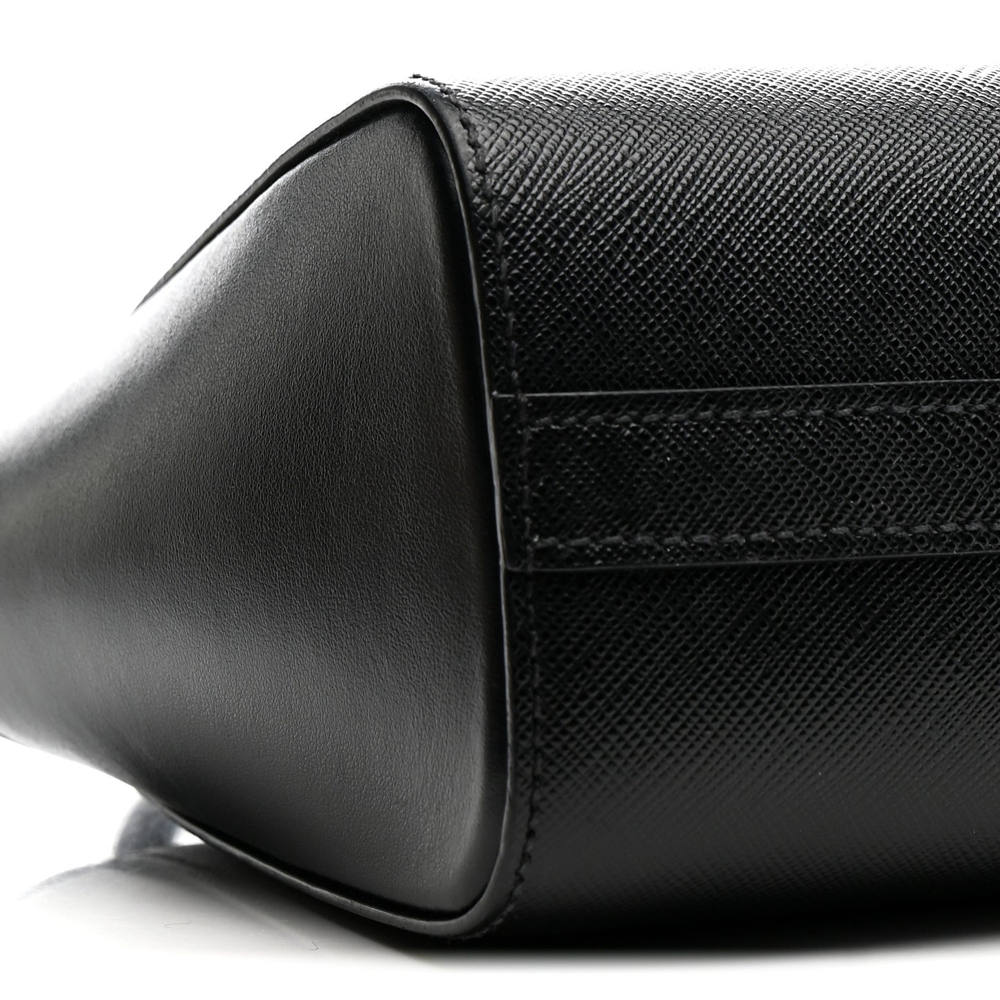 Saffiano Soft Calfskin Mini Zippered Crossbody Tote Black