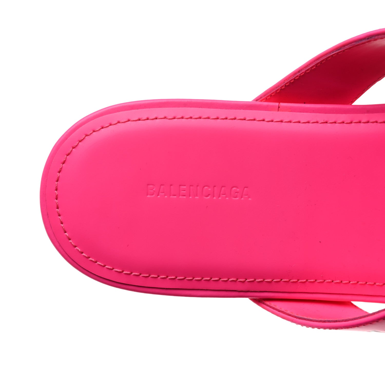 Balenciaga Calfskin Logo Thong Sandals 35 Neon Pink 7 of 8