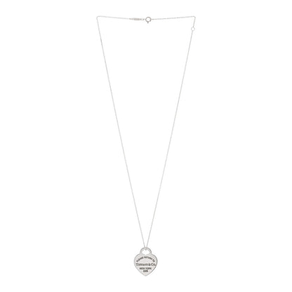 Tiffany Sterling Silver Enamel Medium Return to Tiffany Heart Pendant Necklace Blue 3 of 7