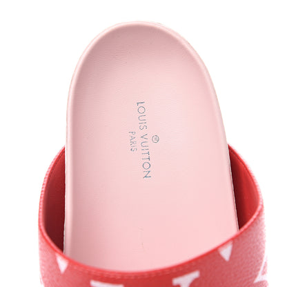 Louis Vuitton Monogram Giant Bom Dia Flat Mule Sandals 37.5 Rouge Rose 8 of 9