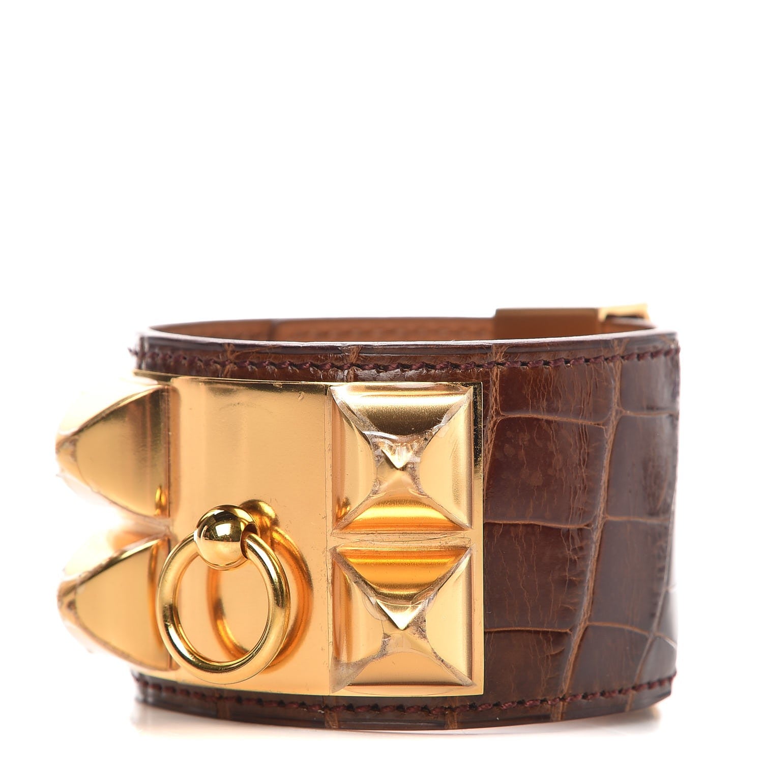 Hermes Shiny Alligator Collier De Chien CDC Bracelet S Miel 1 of 6