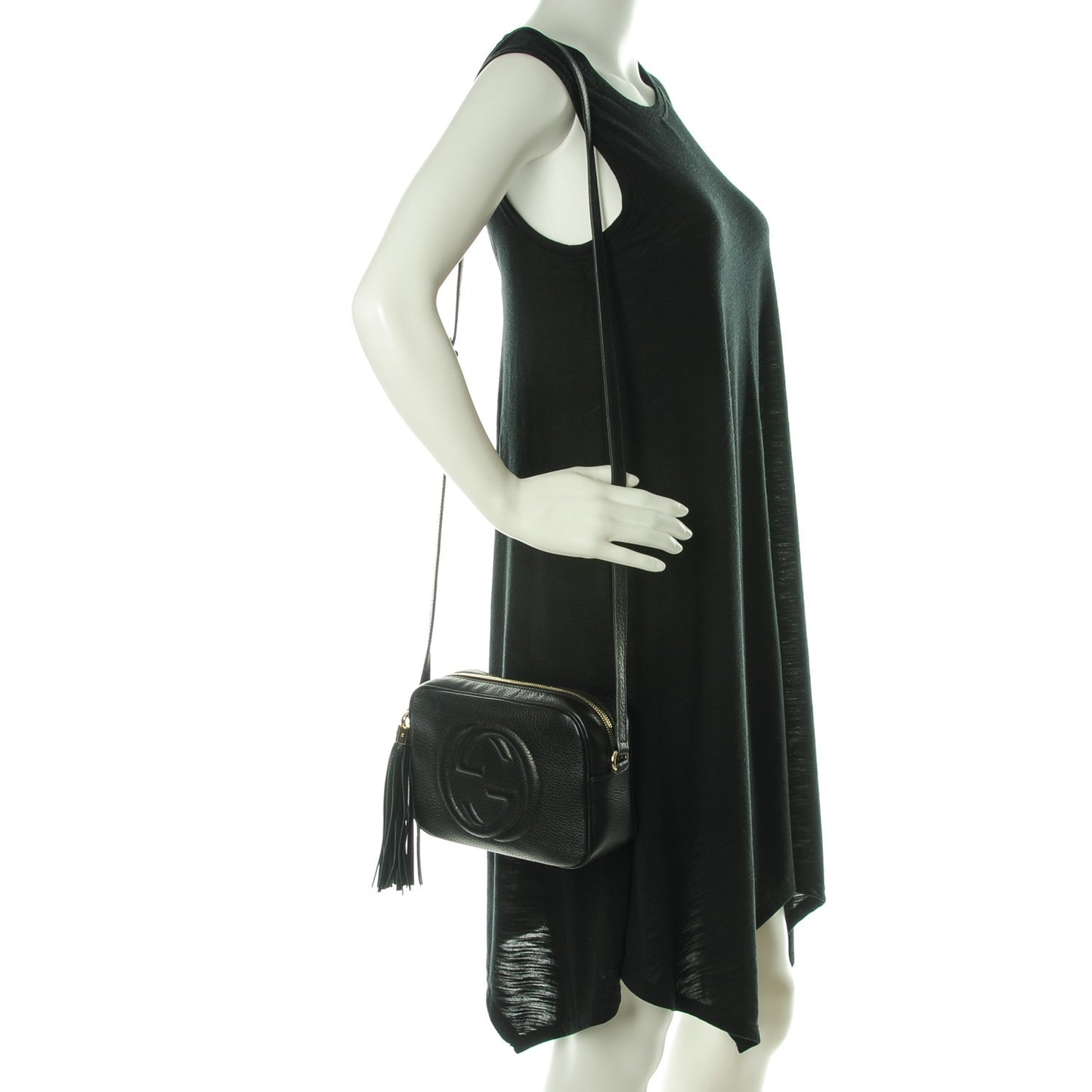 Pebbled Calfskin Small Soho Disco Bag Black