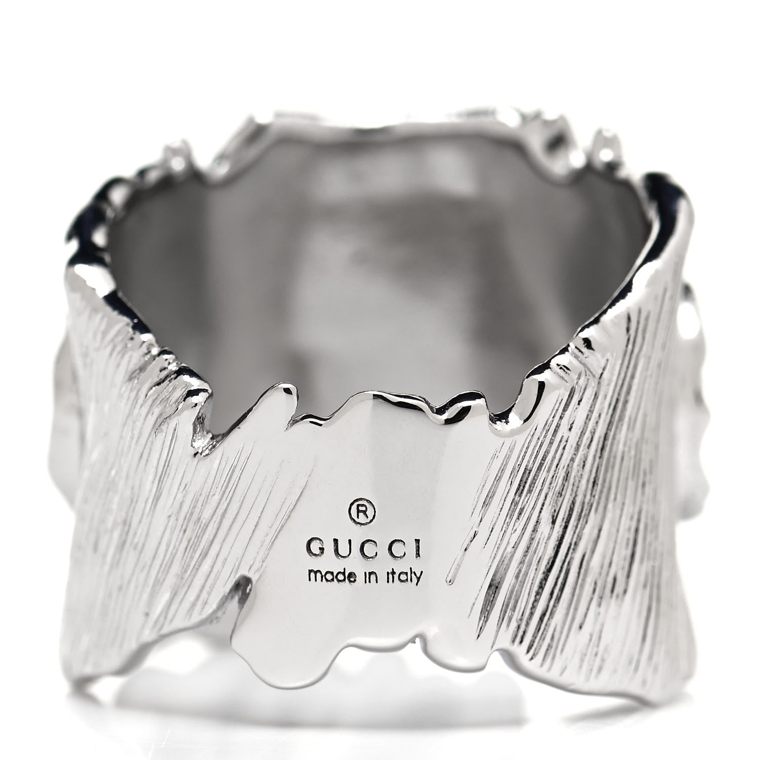 Gucci Metal Crystal GG Ring M Silver Blue 4 of 6