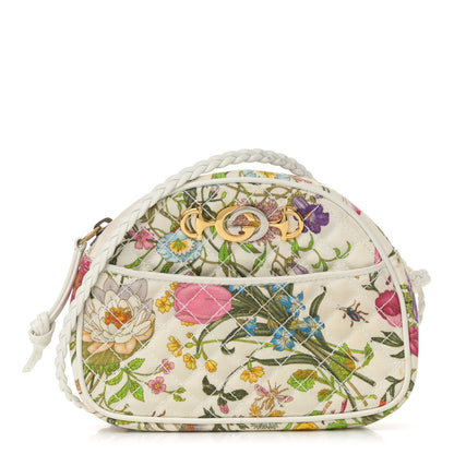Gucci Canvas Flora Floral Trapuntata Mini Zumi Dome Shoulder Bag White 1 of 15