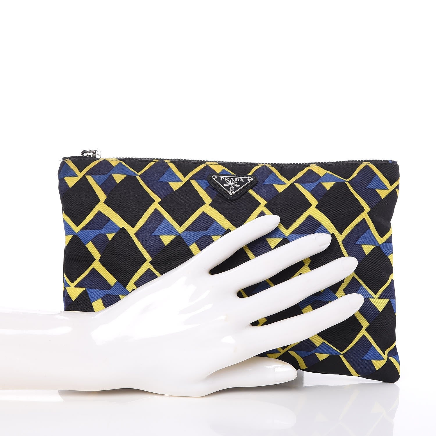 Prada Nylon Pouch Black Yellow Blue 2 of 7