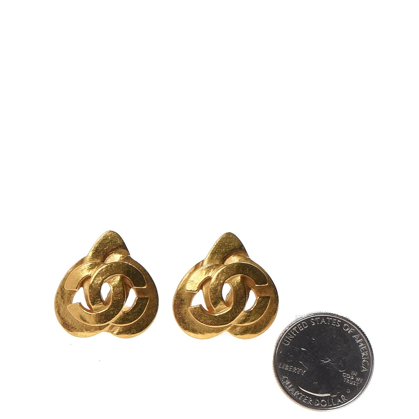 CC Heart Clip On Earrings Gold