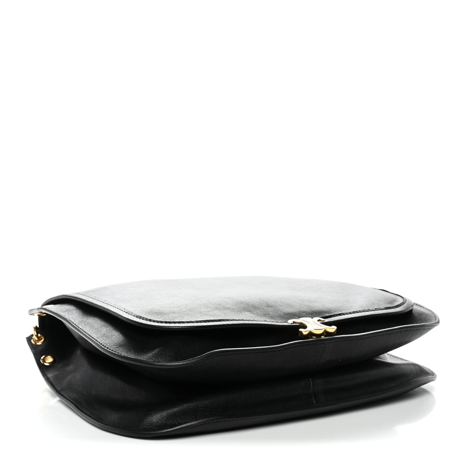 Celine Shiny Lambskin Soft Triomphe Besace Bag Black 4 of 9