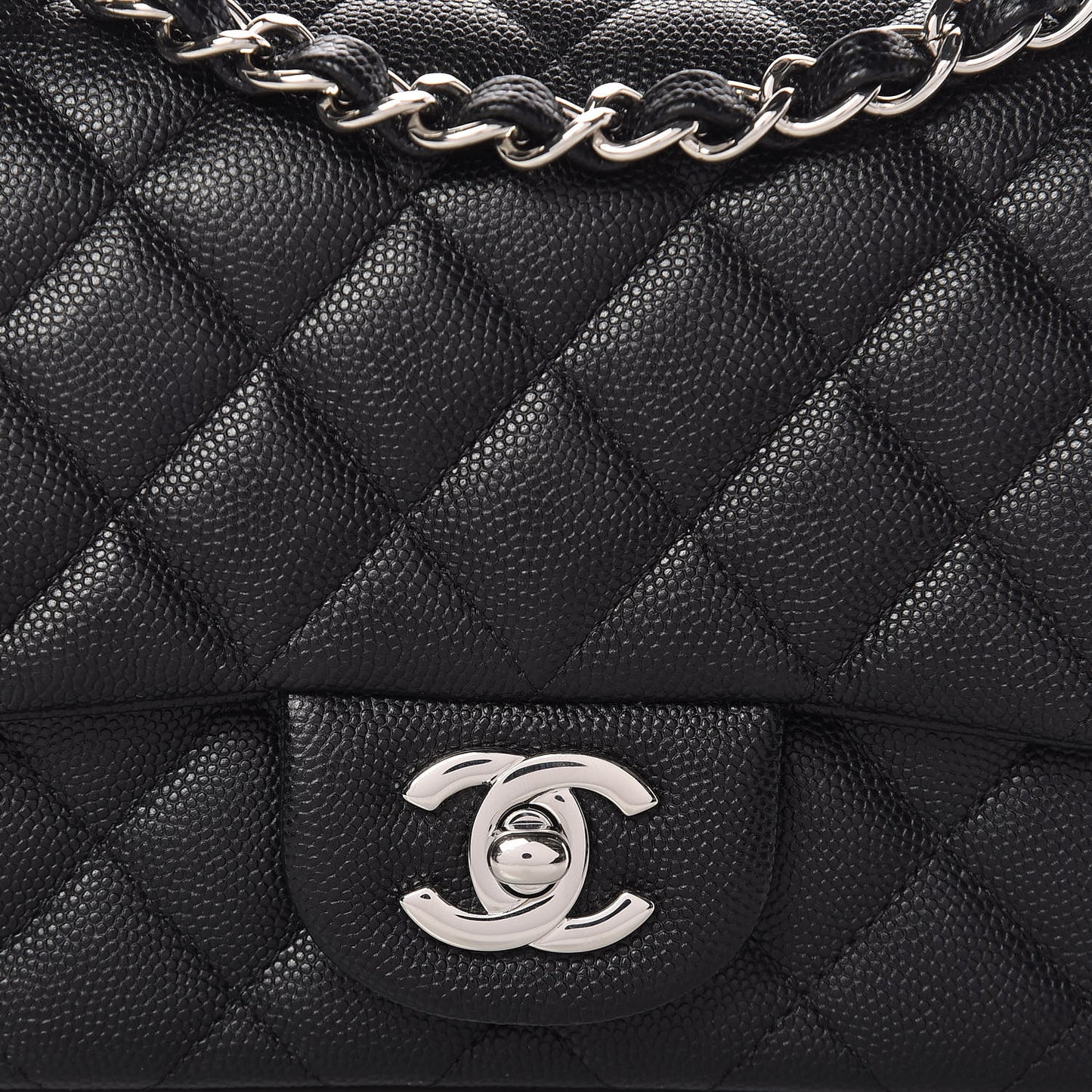 Caviar Quilted Mini Square Flap Black