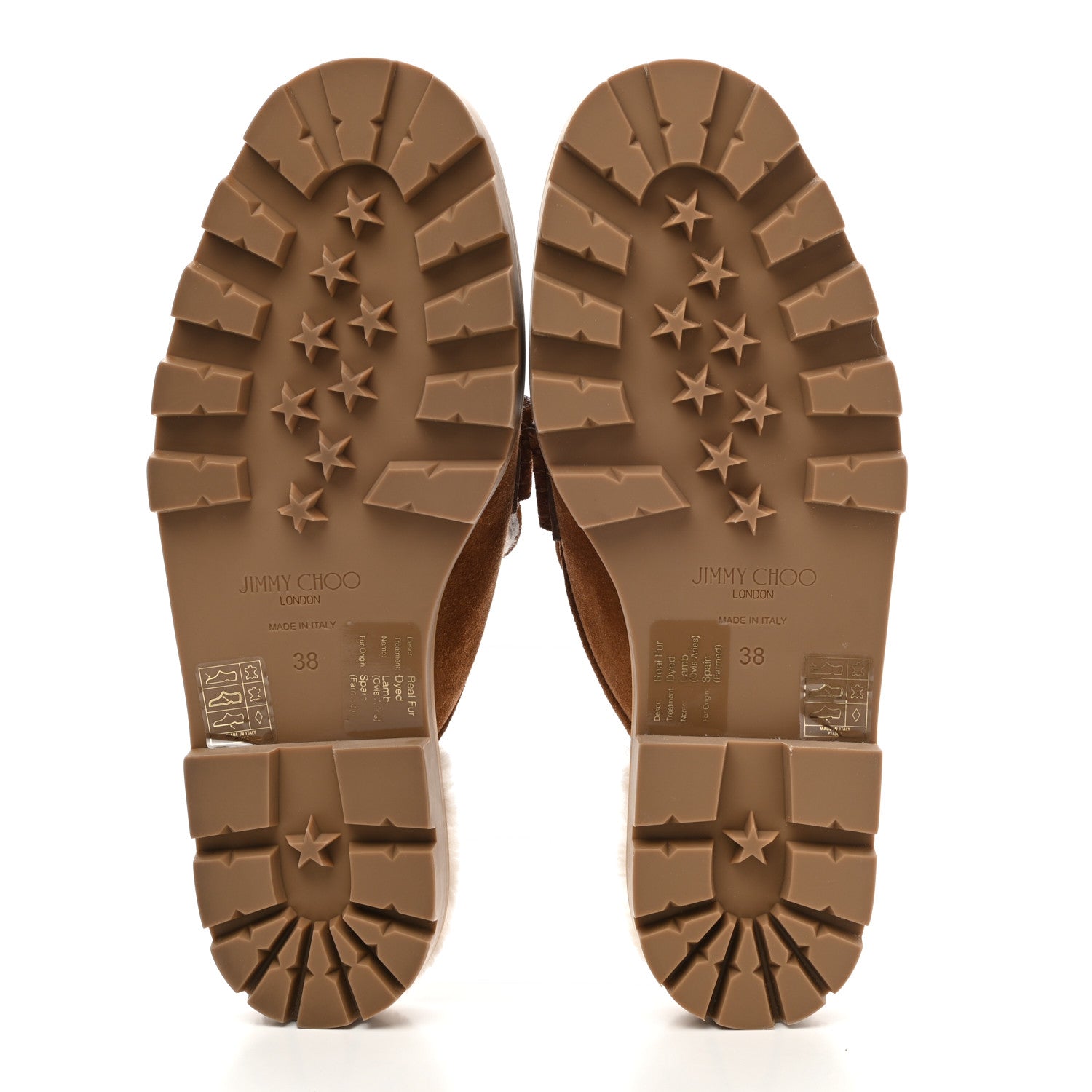 Jimmy Choo Suede Shearling Ronnie Flat Mules 38 Tan Natural 5 of 8