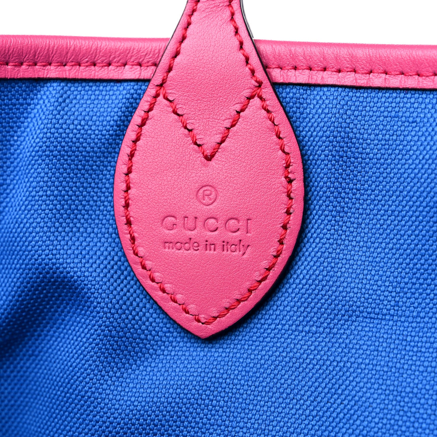 Gucci Calfskin GG Tennis Bi-Color Embossed Large Tote Modern Fucsia Modern Blue 8 of 11