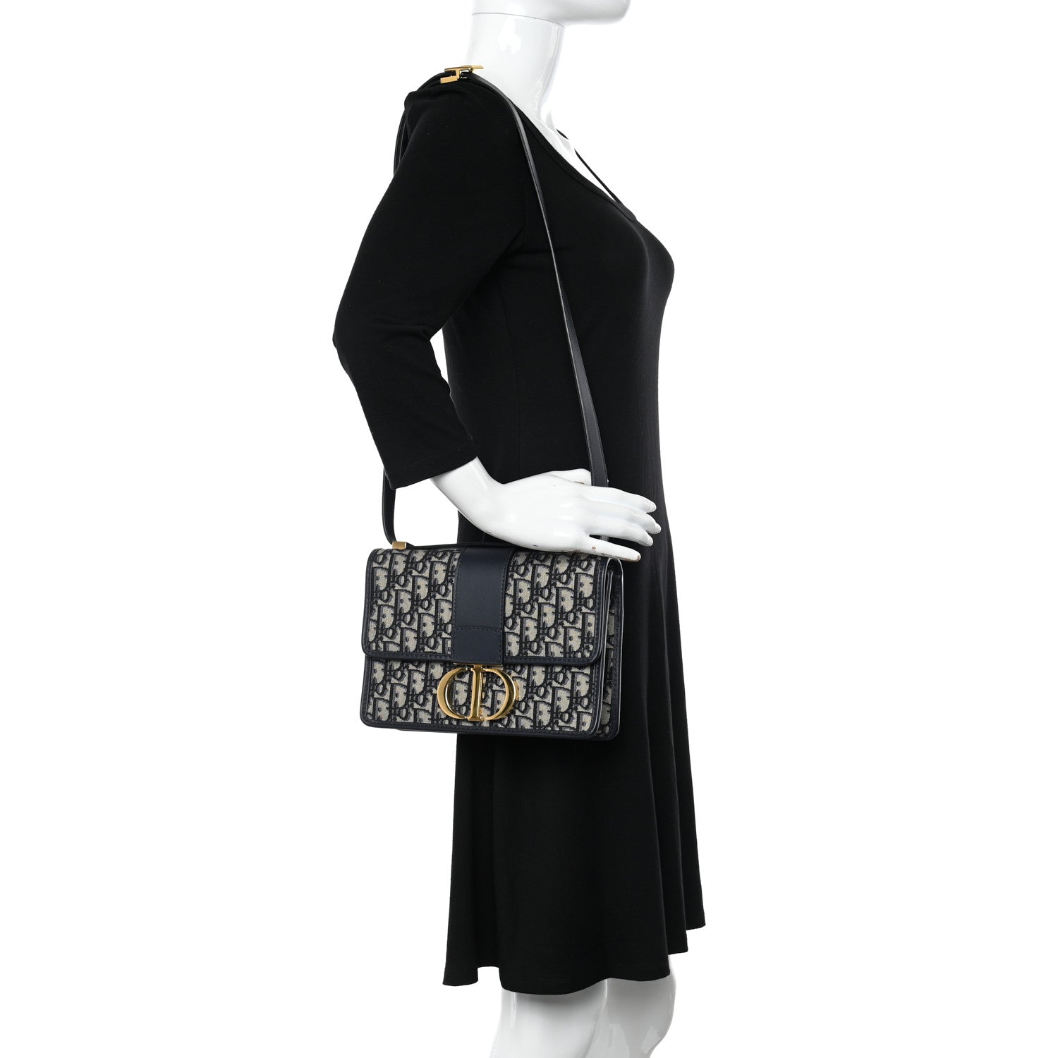 Christian Dior Oblique 30 Montaigne Flap Bag Blue 2 of 19