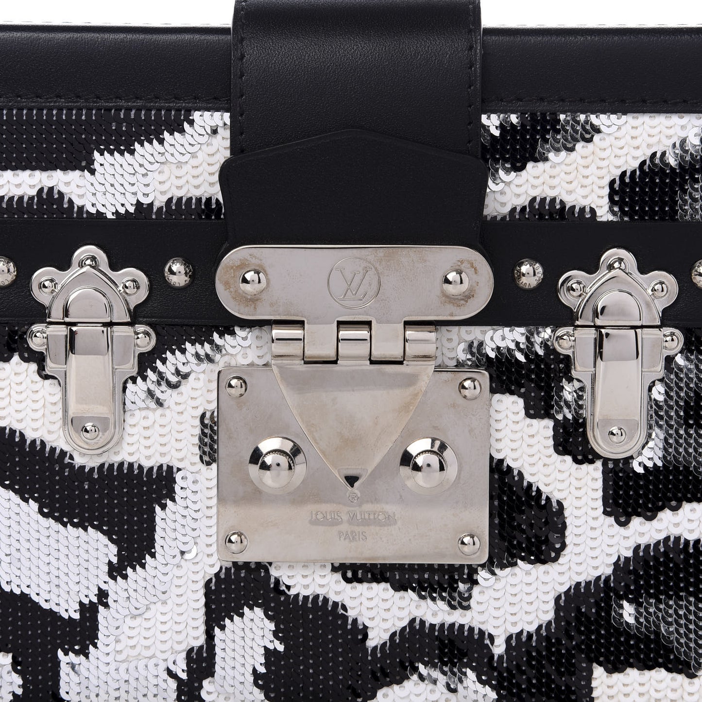 Sequins Leopard Petite Malle Black Gris