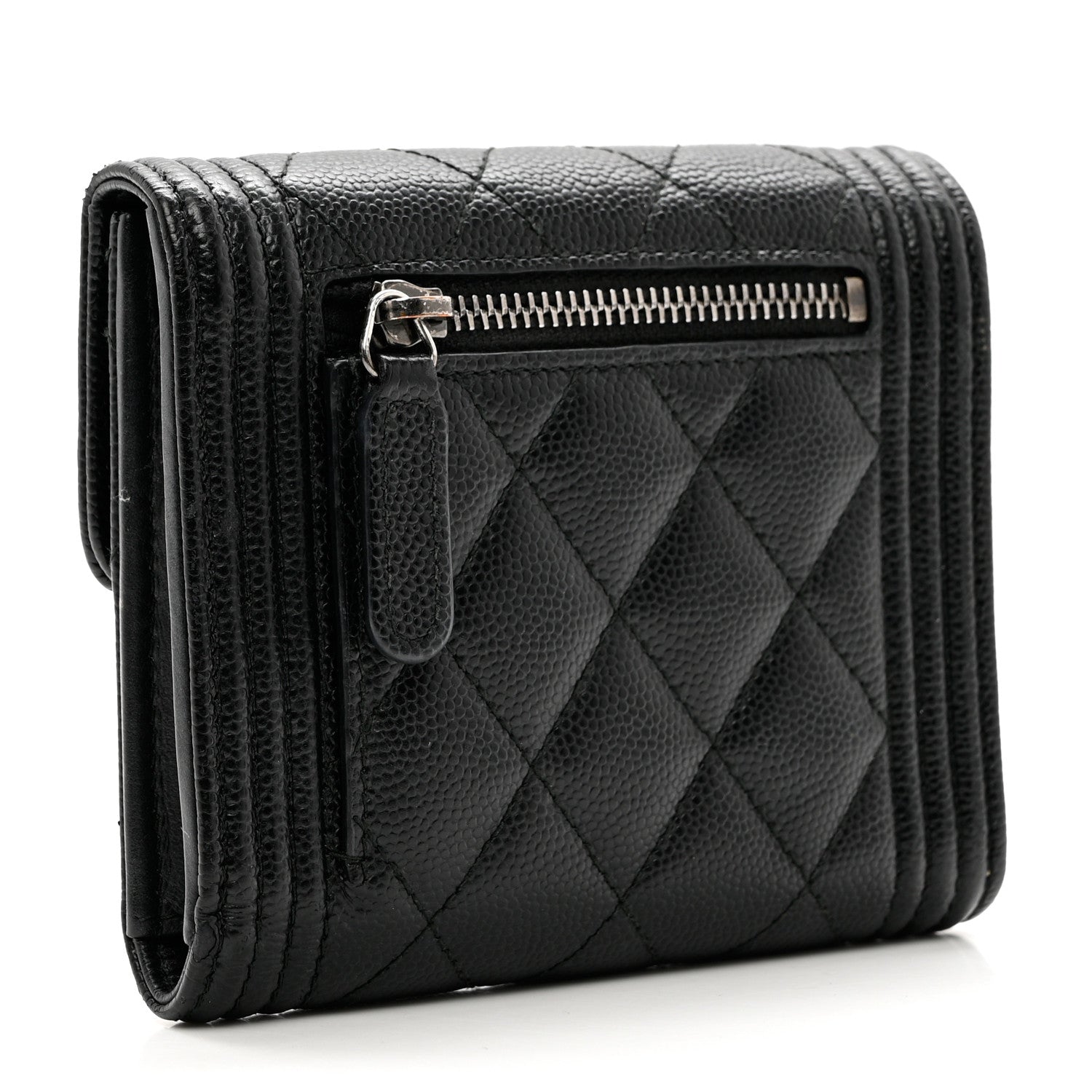 Chanel Caviar Quilted Compact Boy Wallet Black 3 of 8