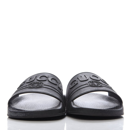 Gucci Rubber Womens Logo Slide Sandals 38 Black 3 of 8