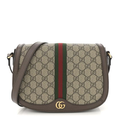 Gucci GG Supreme Monogram Web Small Ophidia Flap Messenger Bag Brown 1 of 11