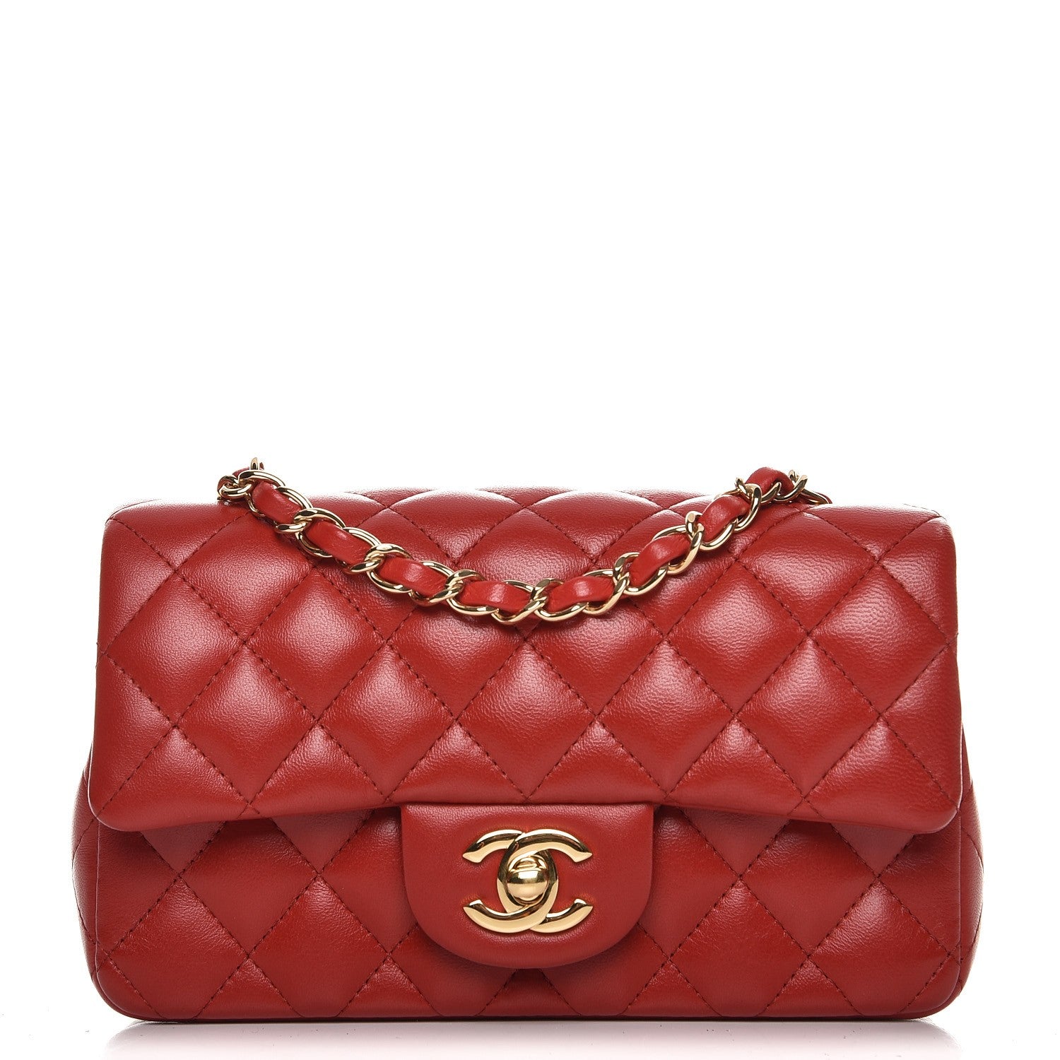 Chanel Lambskin Quilted Mini Rectangular Flap Red 1 of 7