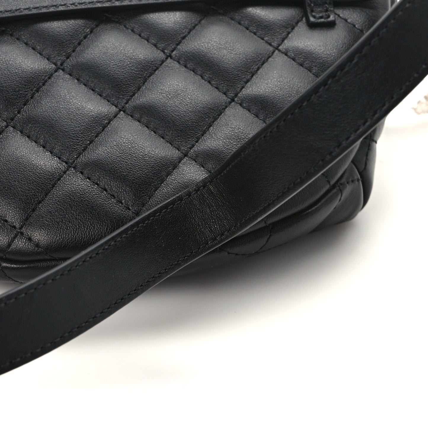Calfskin Quilted Waist Belt Bag Black