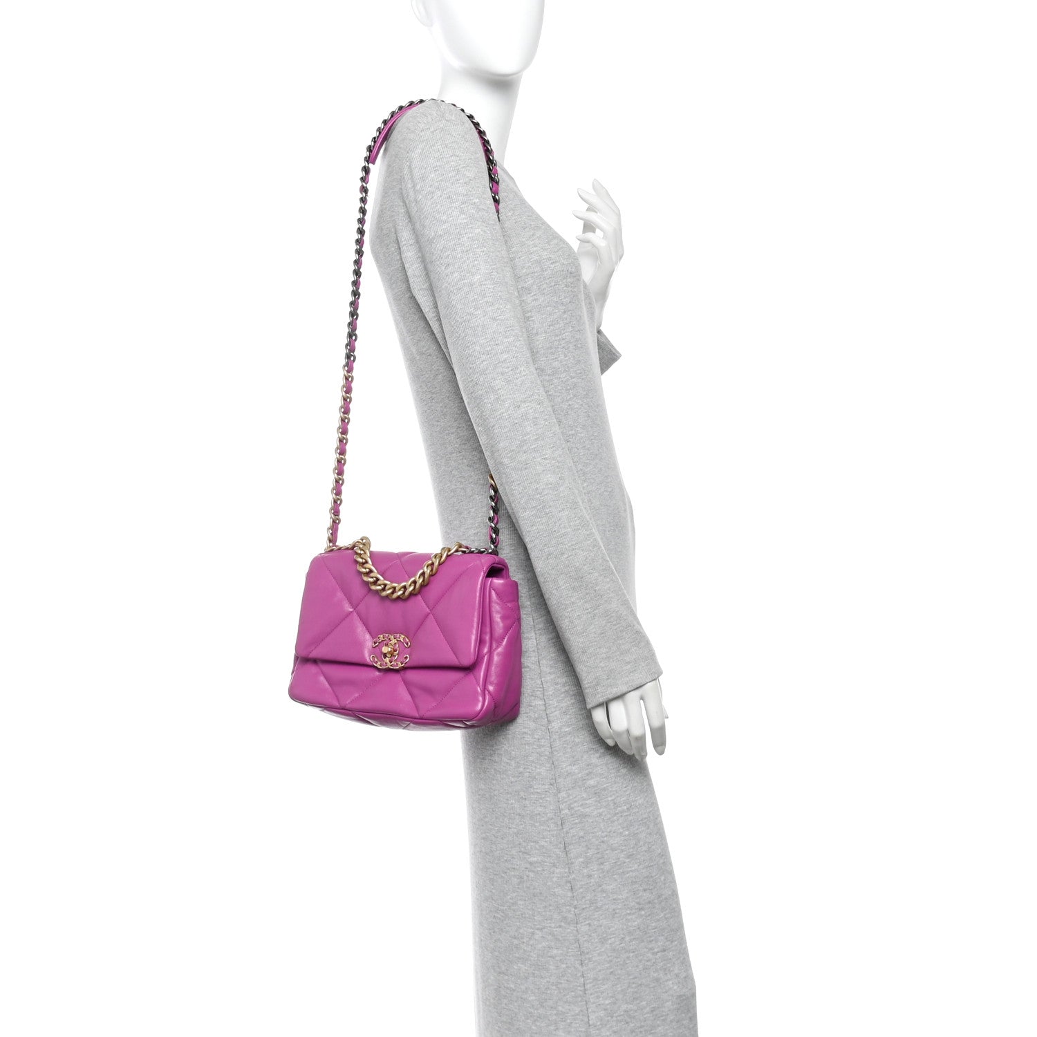 Chanel Lambskin Quilted Medium Chanel 19 Flap Purple 2 of 12