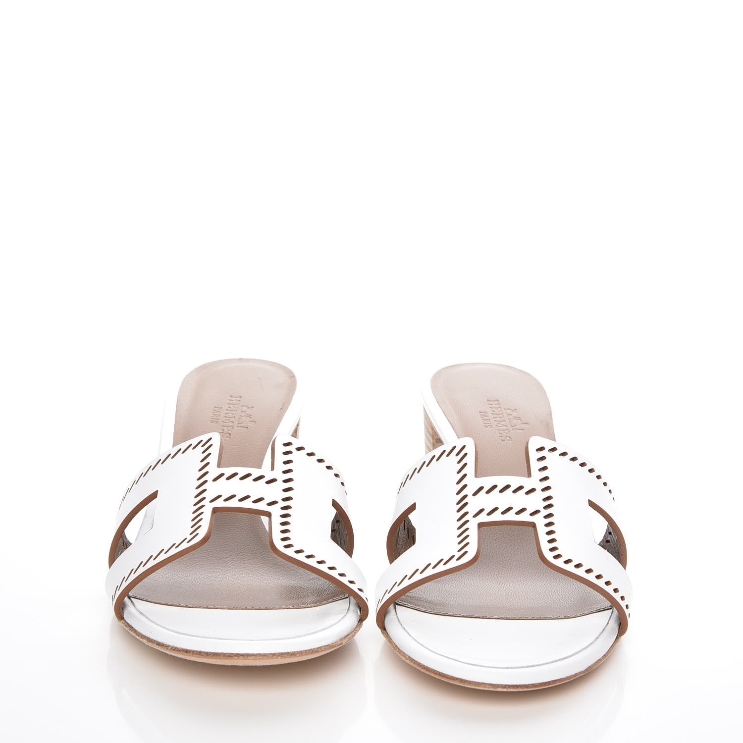 Hermes Calfskin Perforated Oasis Sandals 35 White 2 of 8