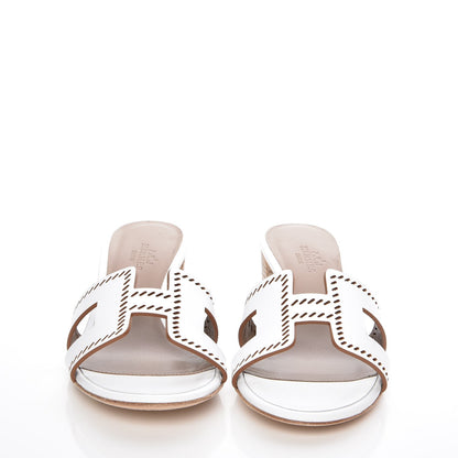 Hermes Calfskin Perforated Oasis Sandals 35 White 2 of 8
