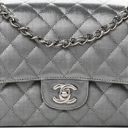 Chanel Calfskin Metallic Pixel Effect Medium Double Flap Silver 8 of 12
