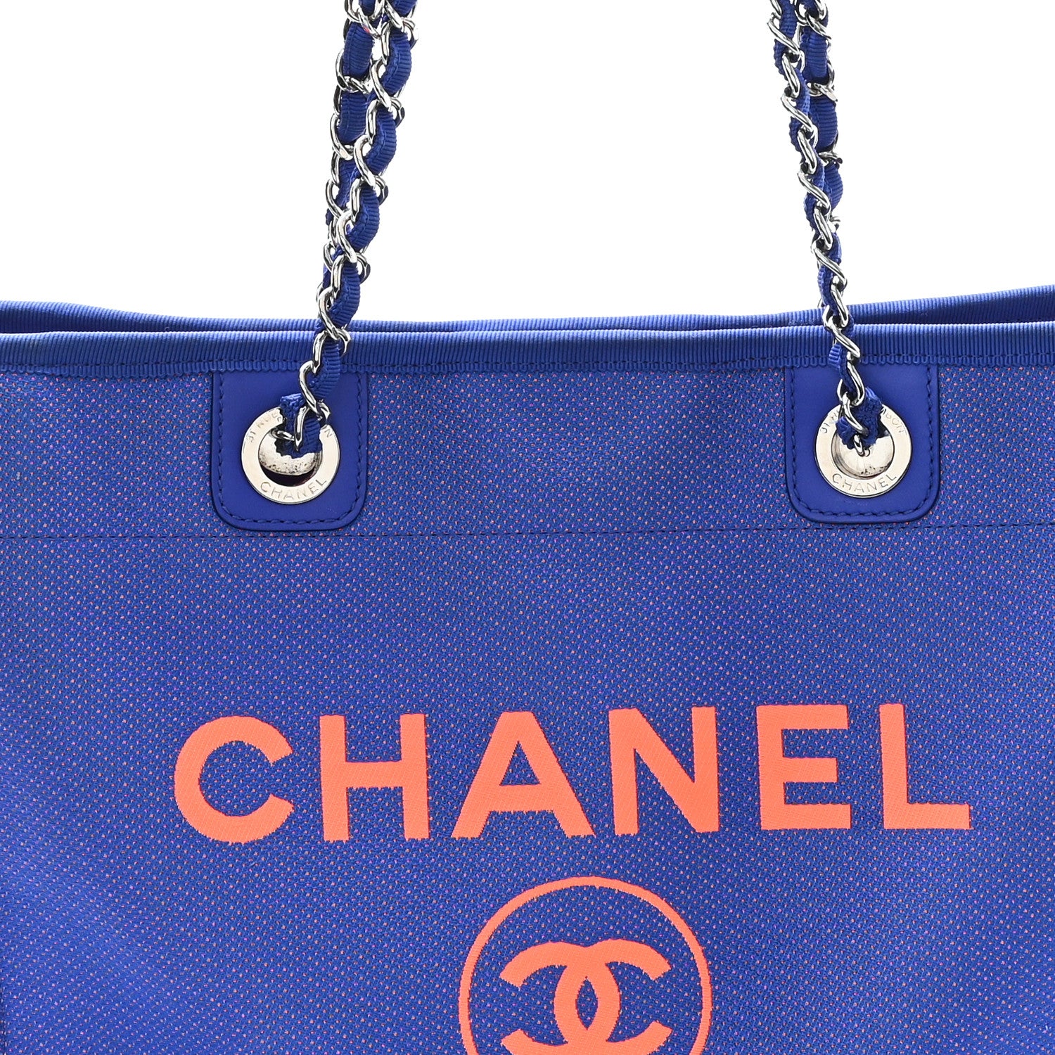 Chanel Mixed Fibers Small Deauville Tote Blue Orange 1766619