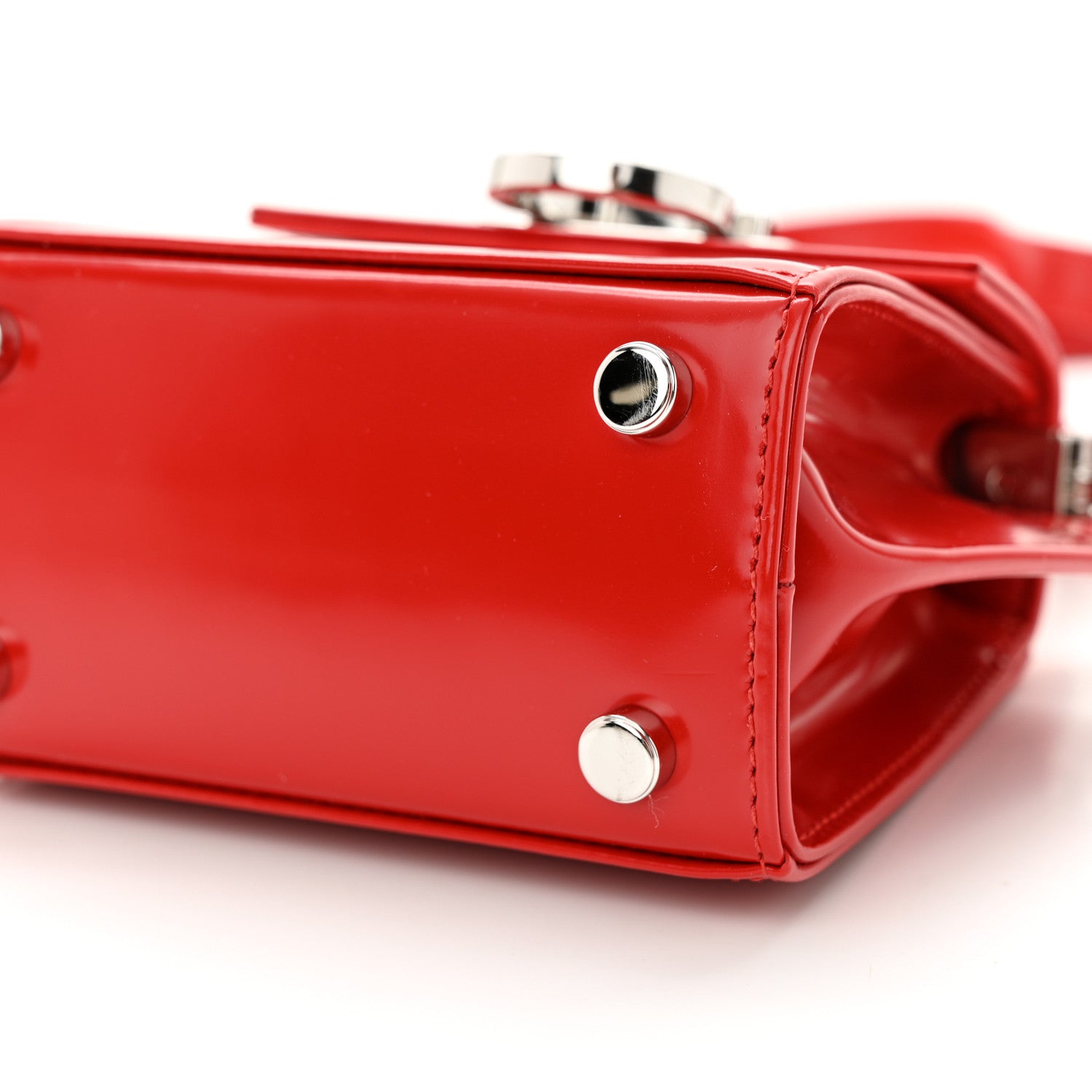 Salvatore Ferragamo Brushed Off Calfskin Micro Iconic Top Handle Bag Flame Red 9 of 9