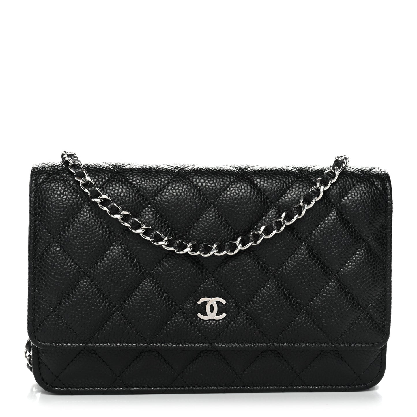 Caviar Quilted Wallet on Chain WOC Black
