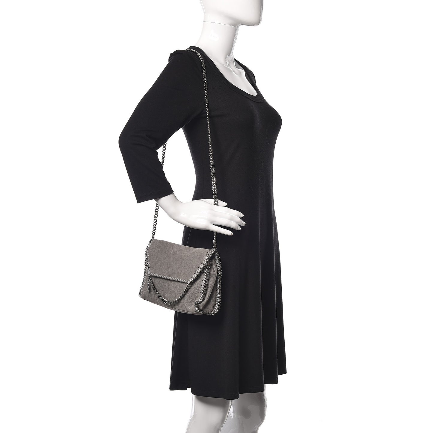 Shaggy Deer Mini Falabella Fold Over Tote Light Grey