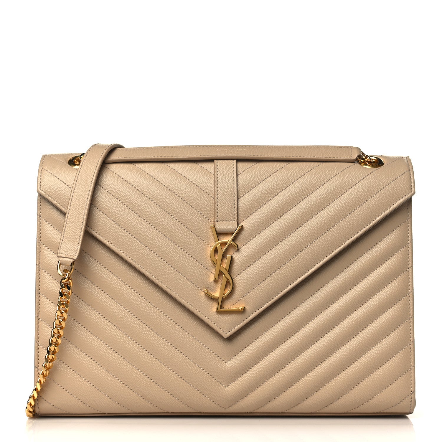 Saint Laurent Grain De Poudre Matelasse Large Monogram Satchel Nude Powder 1 of 10