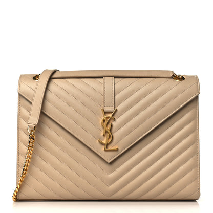 Saint Laurent Grain De Poudre Matelasse Large Monogram Satchel Nude Powder 1 of 10