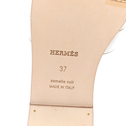 Hermes Box Calfskin Oran Sandals 37 White 9 of 11