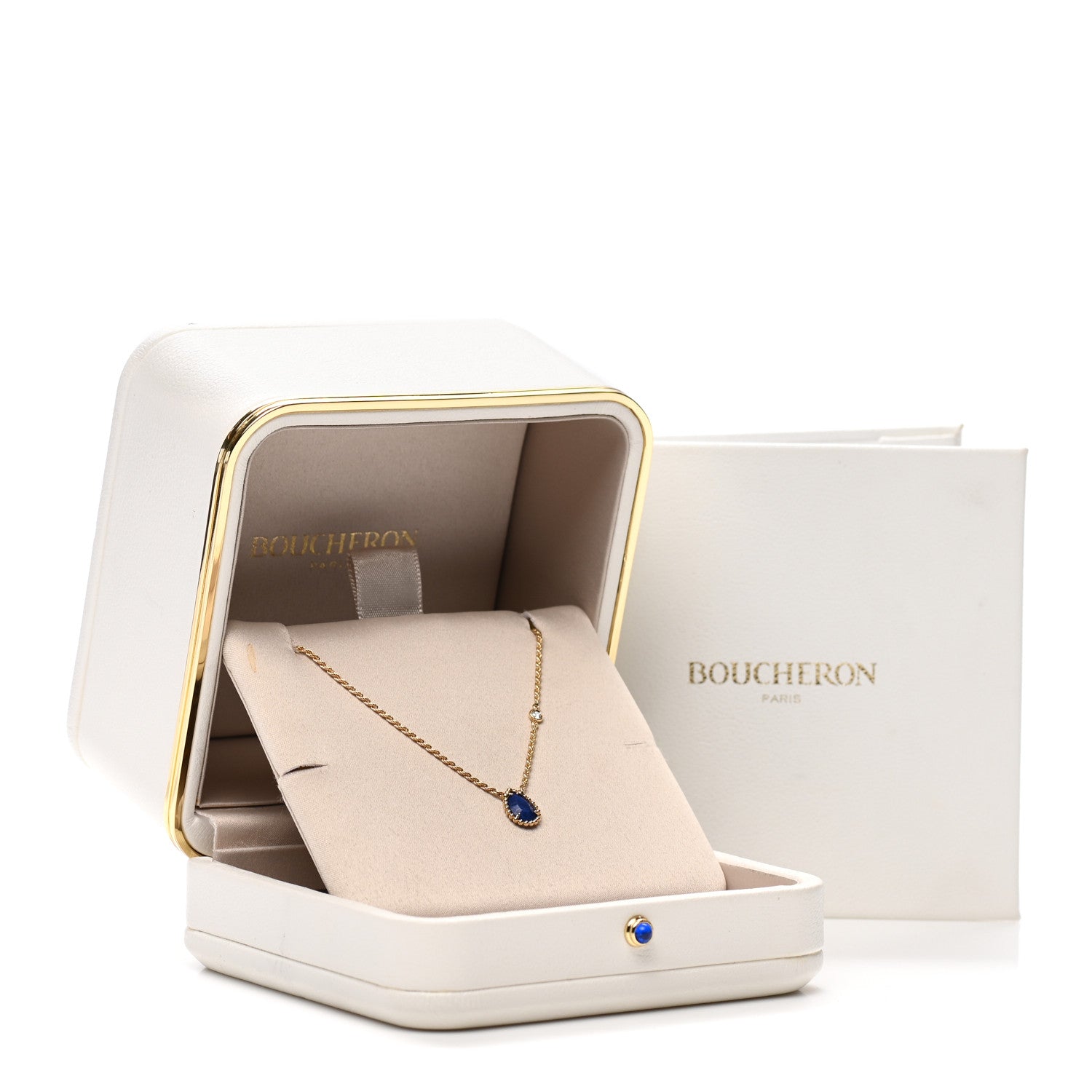 Boucheron 18K Yellow Gold Diamond Lapis Lazuli XS Serpent Boheme Necklace 6 of 6