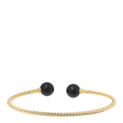 David Yurman 18K Yellow Gold Black Onyx 8.5mm Solari Bracelet 3 of 4