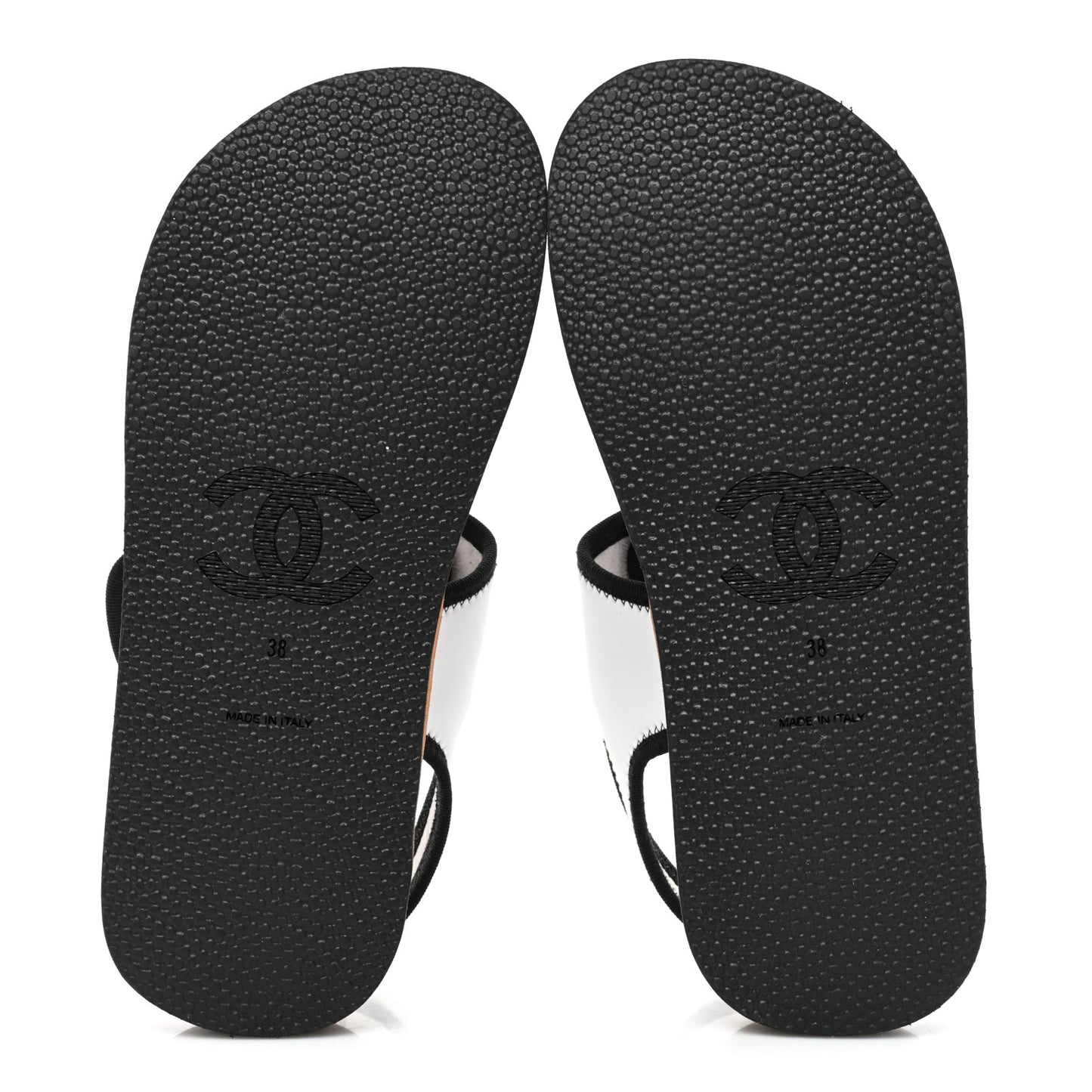 Fabric Lambskin CC Sandals 38 White