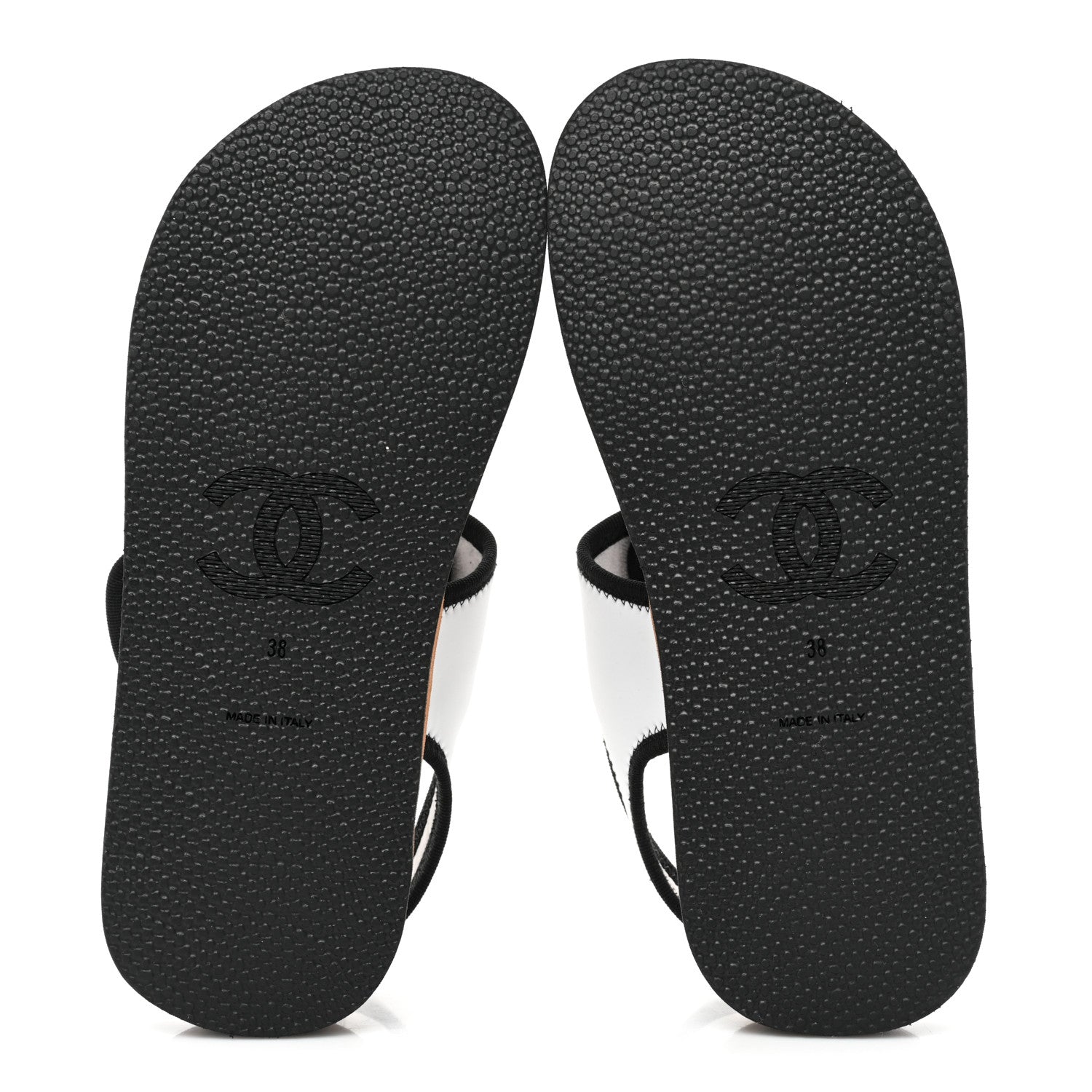 Chanel Fabric Lambskin CC Sandals 38 White 5 of 8