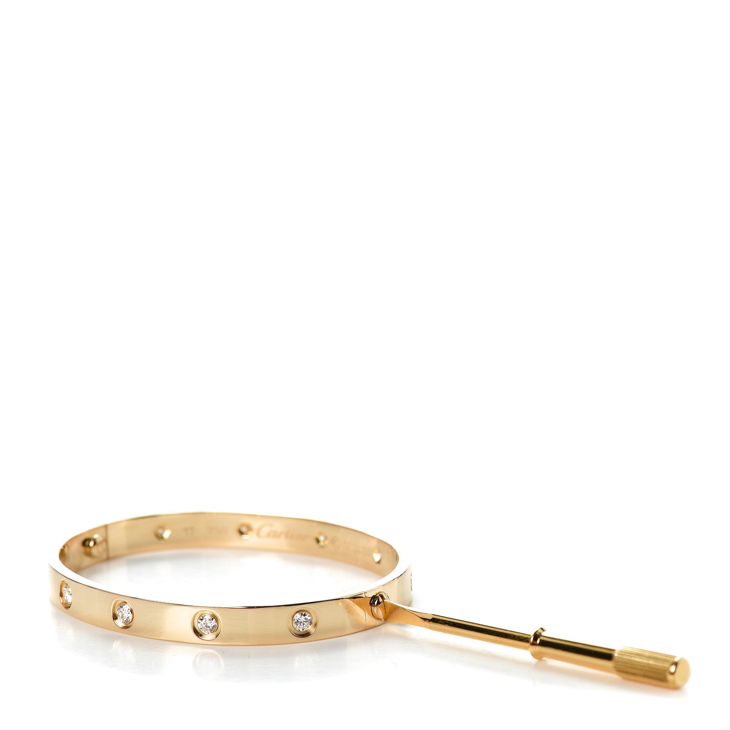 Cartier 18K Yellow Gold 10 Diamond LOVE Bracelet 17 4 of 6