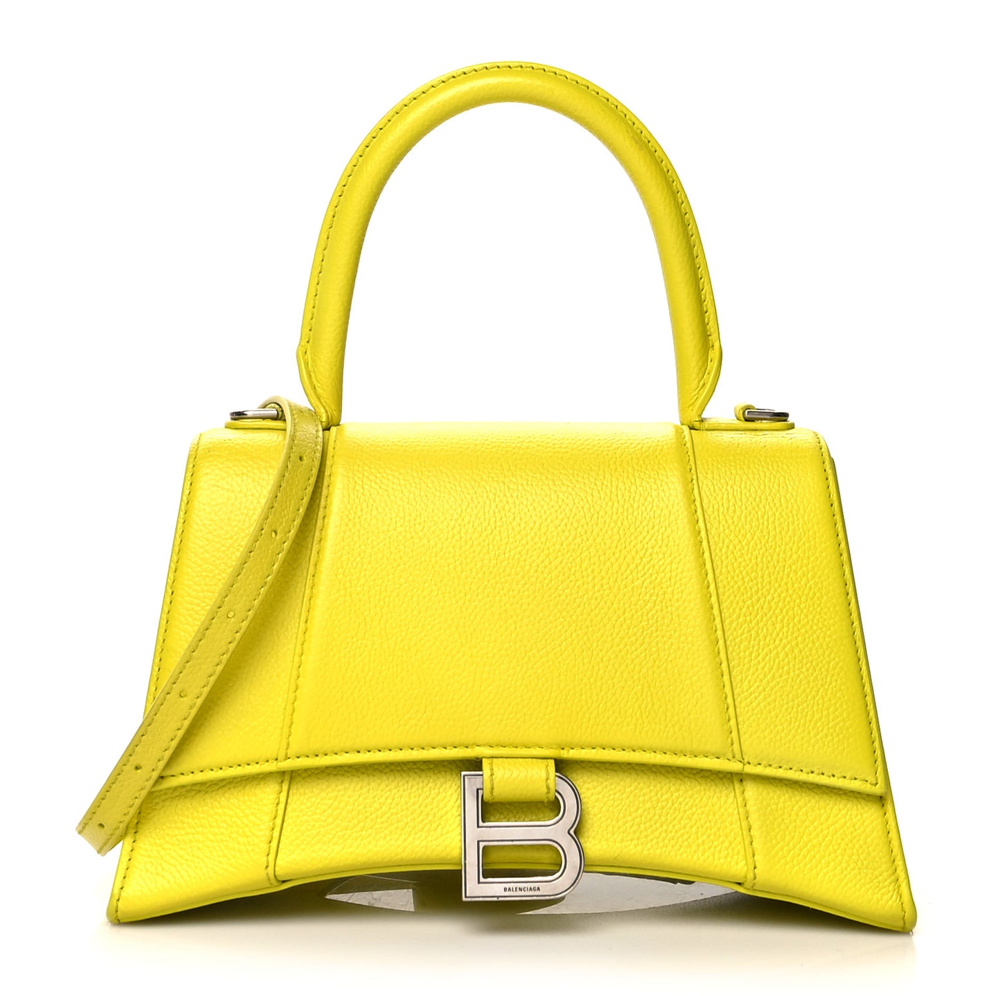 Grained Calfskin Small Hourglass Top Handle Bag Lime