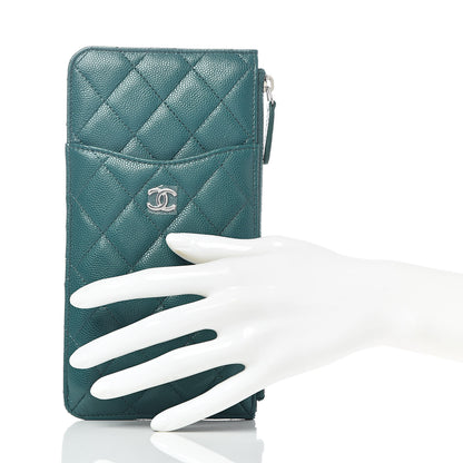 Chanel Caviar Quilted Classic Flat Wallet Pouch Dark Turquoise 2 of 8