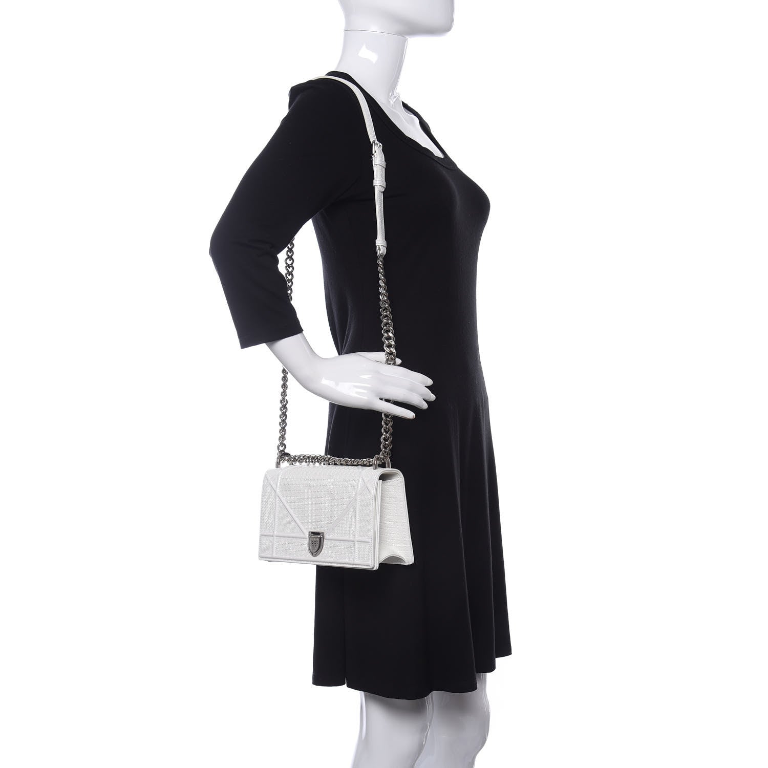 Christian Dior Patent Micro-Cannage Small Diorama Flap Bag White 2 of 16